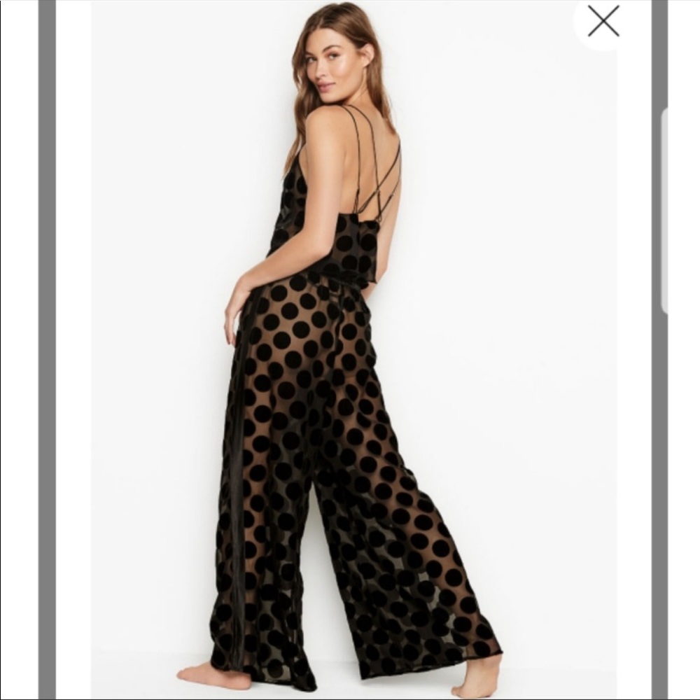 VS Very Sexy Flocked Sheer Polka Dot Pajama Pants